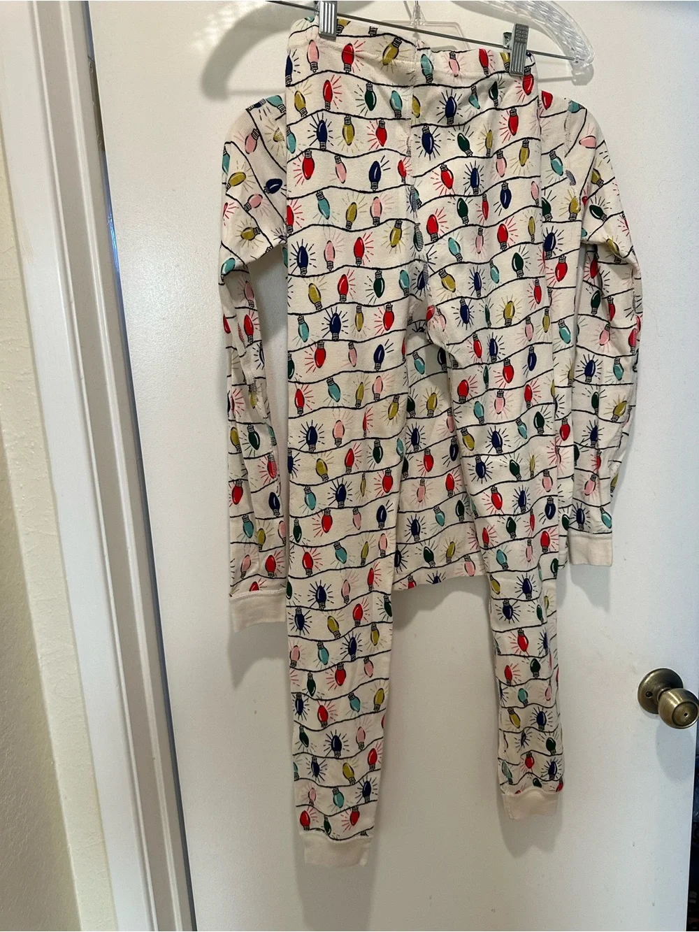 Hanna Andersson Pajama Set w Multicolor Lights Youth Size 12 Holidays Festive